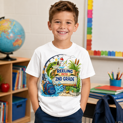 Reeling Into 2nd Grade PNG Sublimation Design