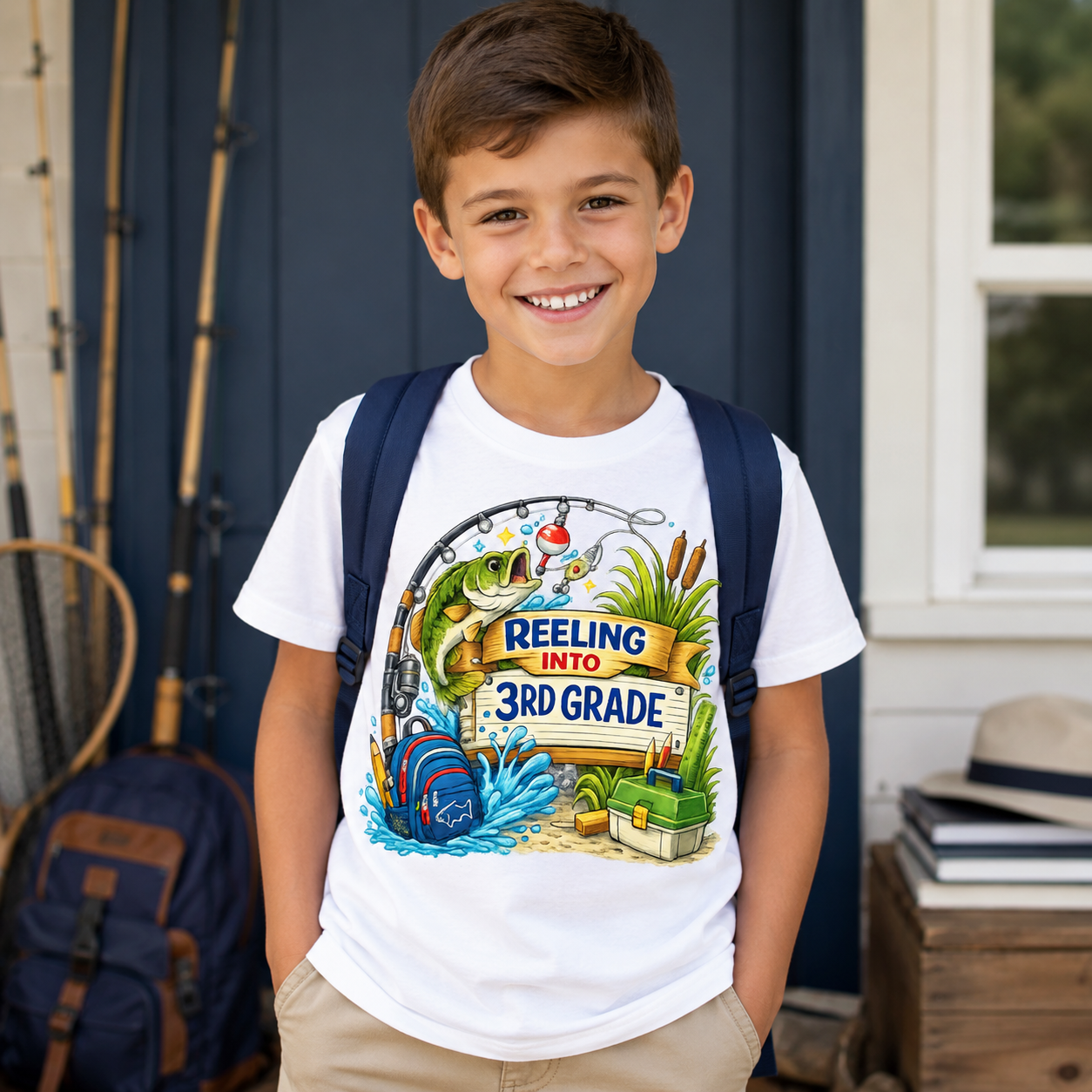 Reeling Into 3rd Grade PNG Sublimation Design