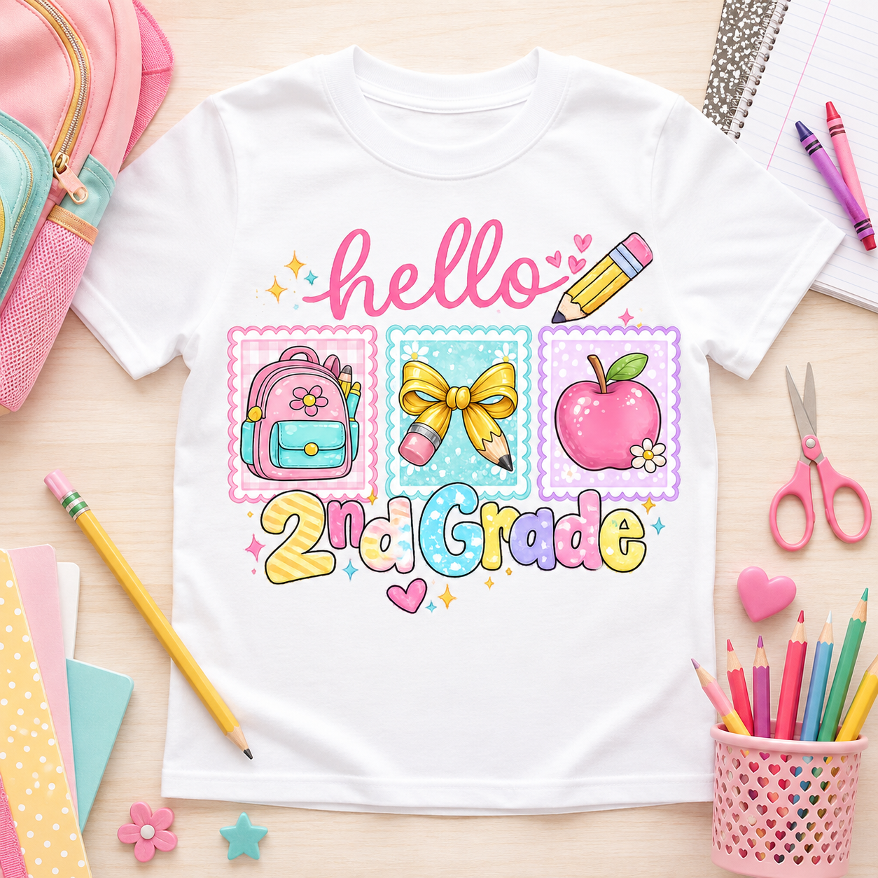 Hello 2nd Grade PNG Sublimation Design
