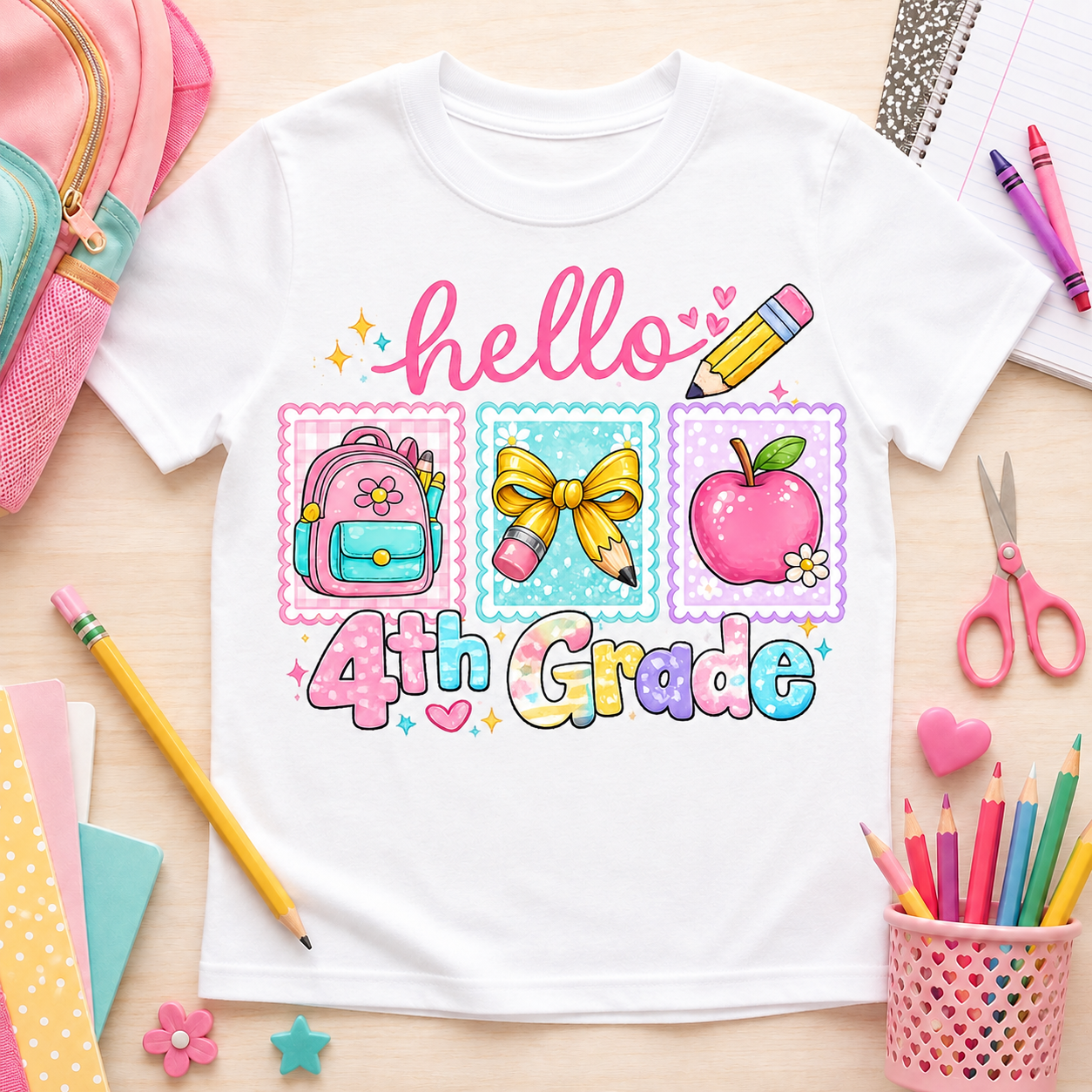 Hello 4th Grade PNG Sublimation Design