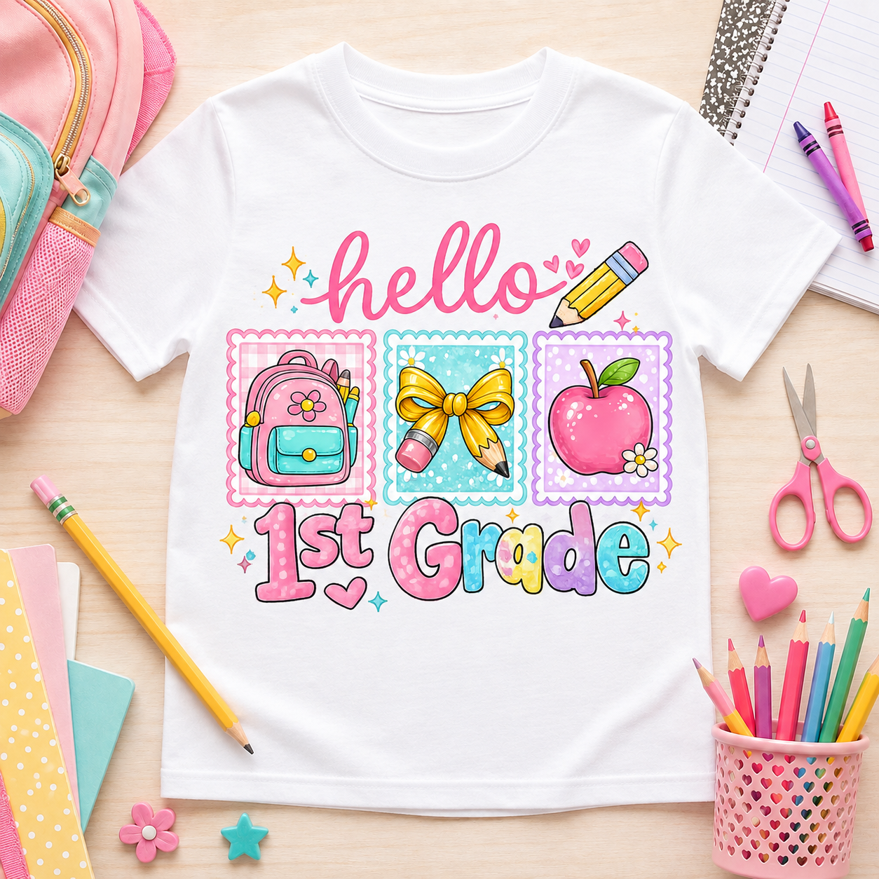 Hello 1st Grade PNG Sublimation Design