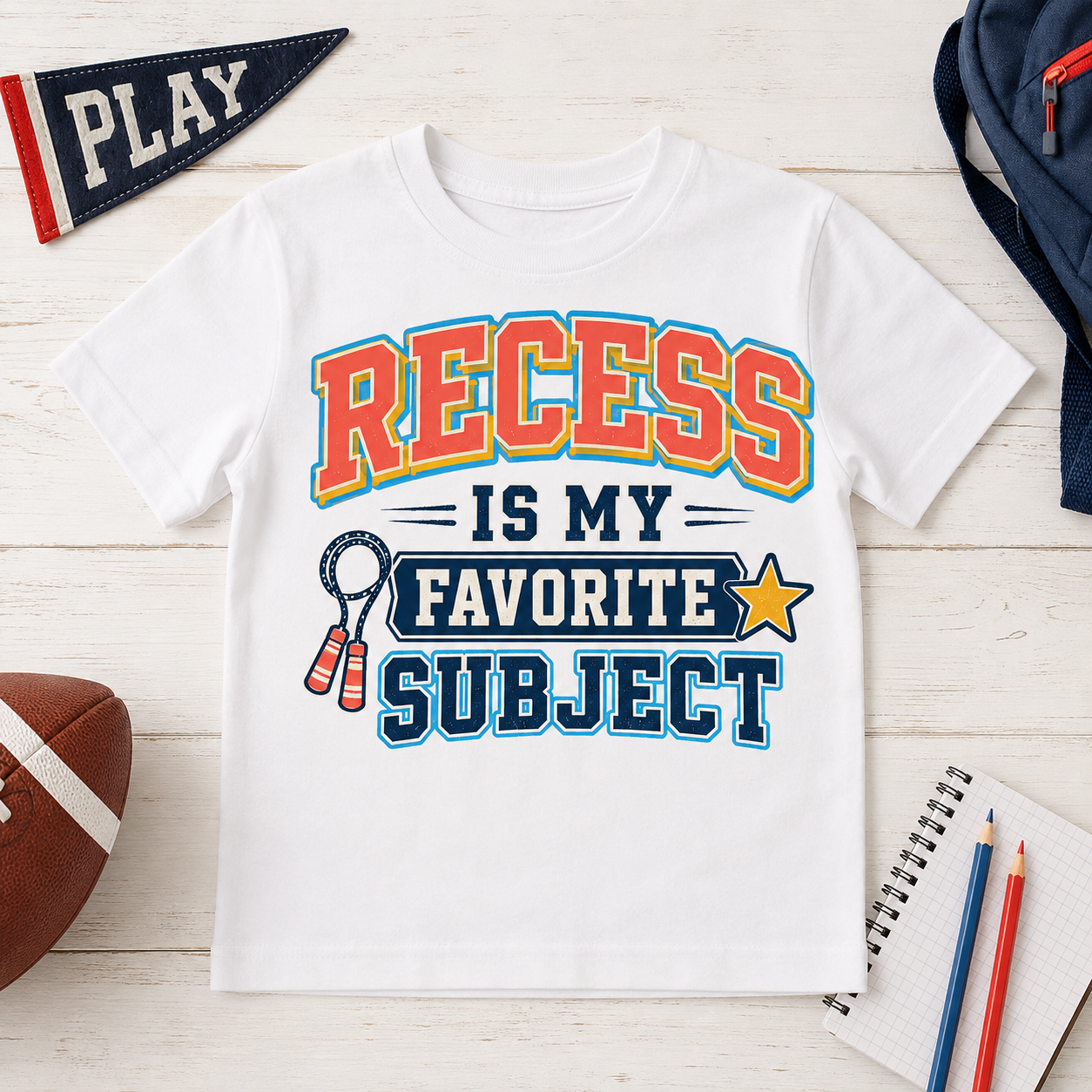 Recess is My Favorite Subject back to school sublimation PNG kids shirt design – JenCraft Designs digital download