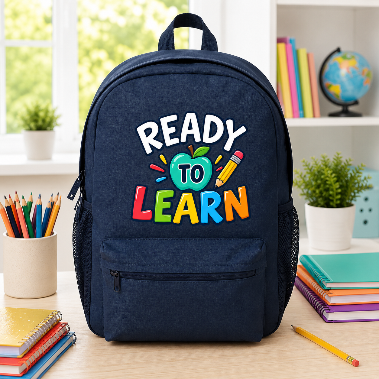 Ready to Learn back to school sublimation PNG kids backpack design – JenCraft Designs digital download