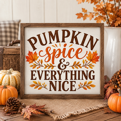 Pumpkin Spice & Everything Nice fall sublimation PNG sign design – JenCraft Designs digital download