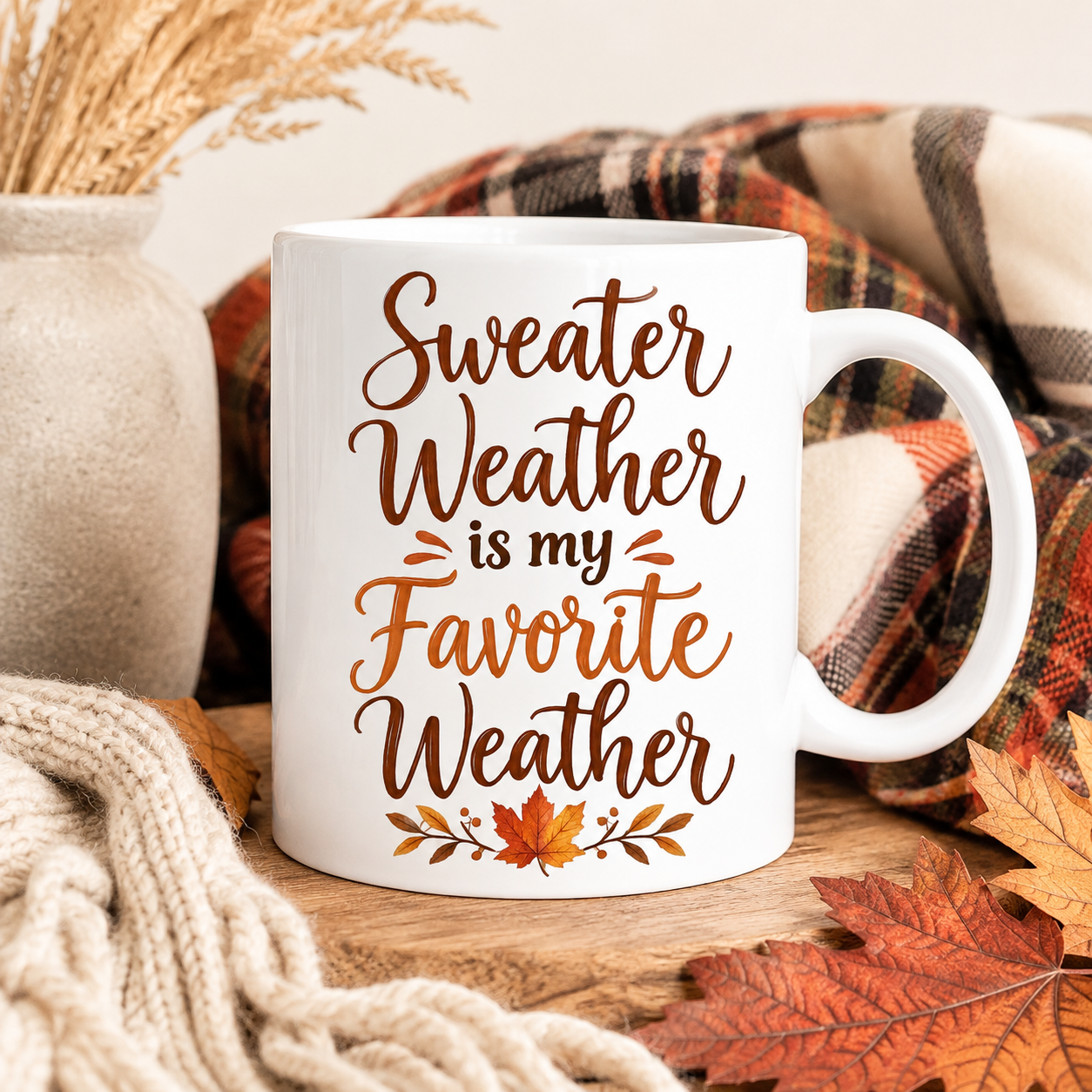 Sweater Weather is my Favorite Weather fall sublimation PNG mug design – JenCraft Designs digital download