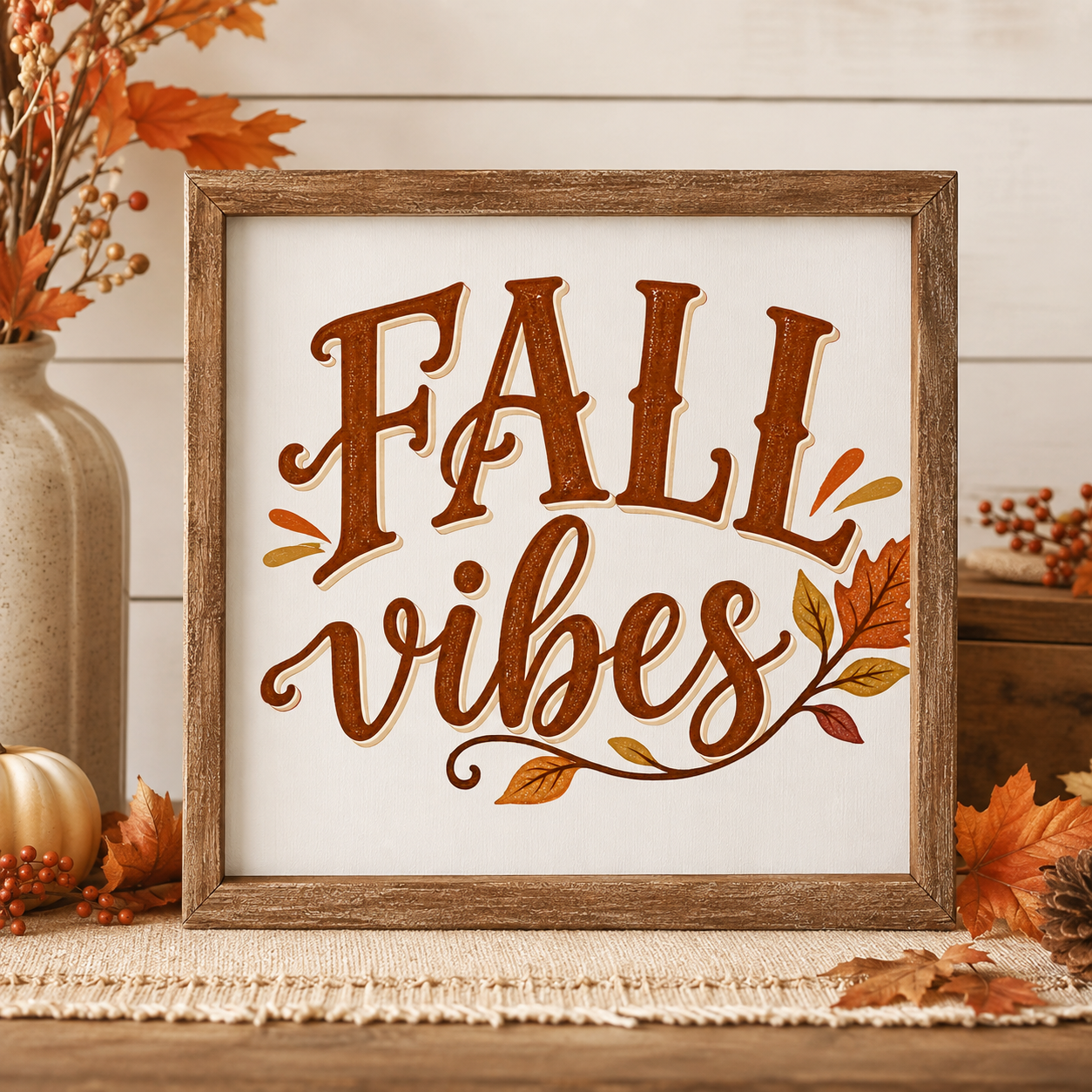 Fall Vibes autumn sublimation PNG sign design – JenCraft Designs digital download