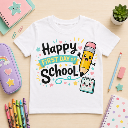 Happy First Day of School back to school sublimation PNG kids shirt design – JenCraft Designs digital download