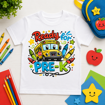 Ready for Pre-K back to school sublimation PNG kids shirt design – JenCraft Designs digital download
