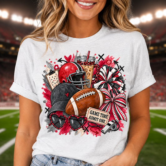 Game Time Admit One Red Black Football Game Day Sublimation PNG – JenCraft Designs digital download