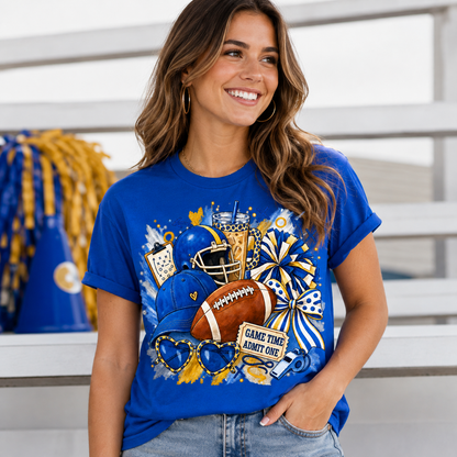 Game Time Admit One Royal Blue Gold Football Game Day Sublimation PNG – JenCraft Designs digital download
