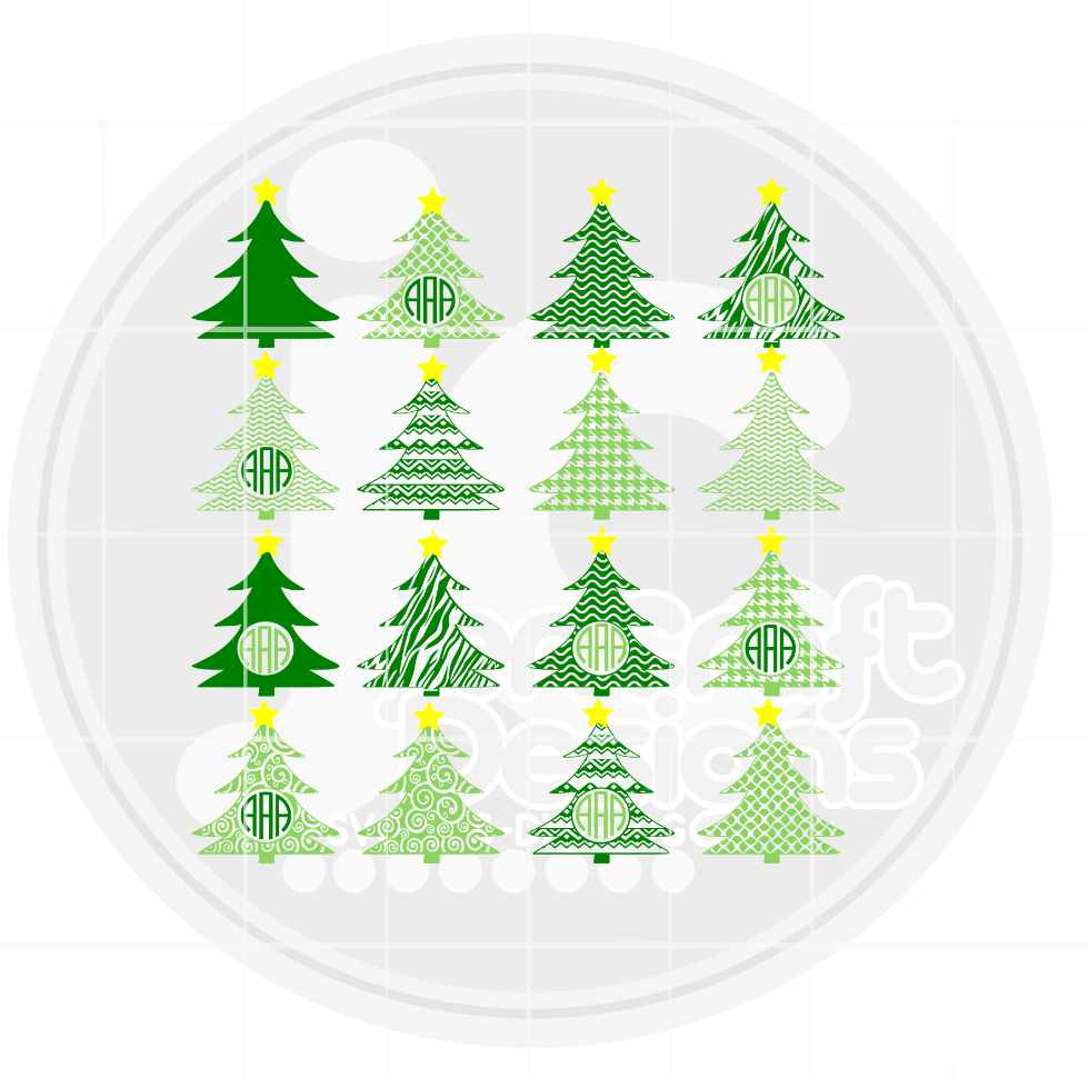 Christmas Svg | Tree Monogram SVG DXF PNG EPS Bundle JenCraft Designs