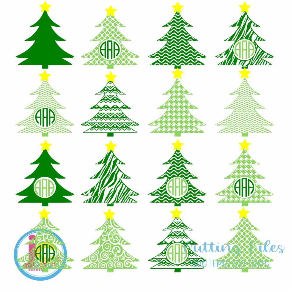 Christmas Svg | Tree Monogram SVG DXF PNG EPS Bundle JenCraft Designs