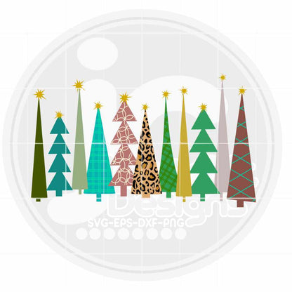 Christmas Svg | Plaid Christmas Trees SVG EPS DXF PNG