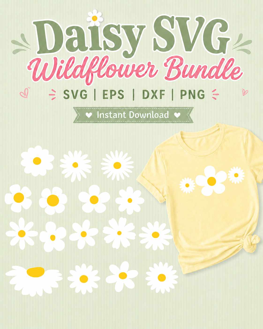 Retro Daisy Wildflower SVG Bundle | Shirts & Sublimation Cut Files - JenCraft Designs