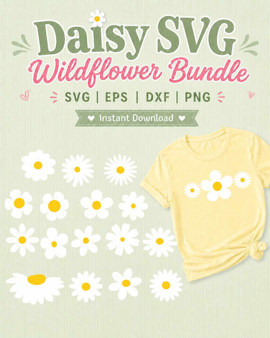 Retro Daisy Wildflower SVG Bundle | Shirts & Sublimation Cut Files - JenCraft Designs