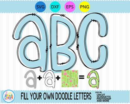 Blank Doodle Letters | Lower Alphabet SVG EPS DXF PNG