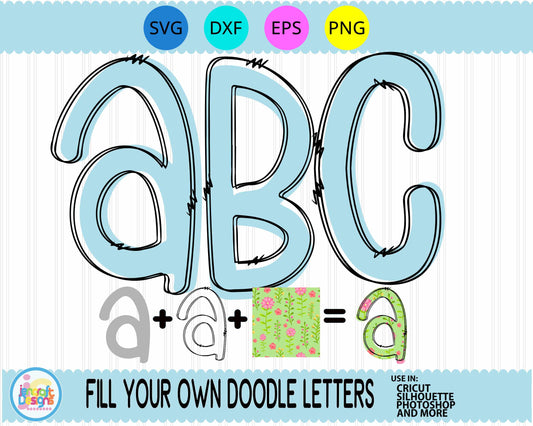 Blank Doodle Letters | Lower Alphabet SVG EPS DXF PNG