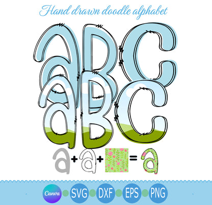 Blank Doodle Letters | Lowercase Alphabet Cut File Bundle SVG EPS DXF PNG