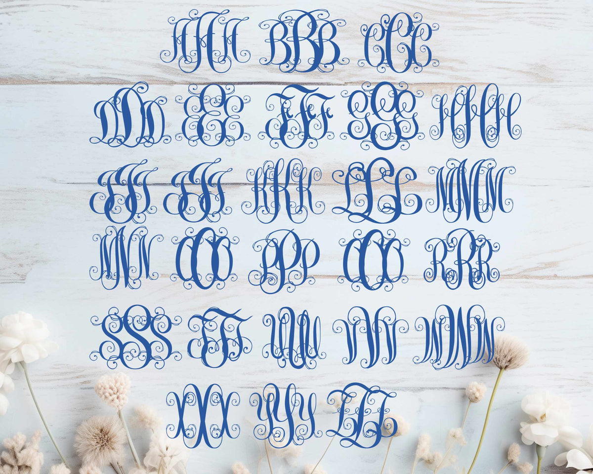 Alk Monogram Interlocking Vine Monogram Alphabet | Curly Monogram SVG DXF PNG ...
