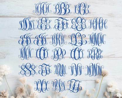 Interlocking Vine Monogram Alphabet | Curly Monogram SVG DXF PNG