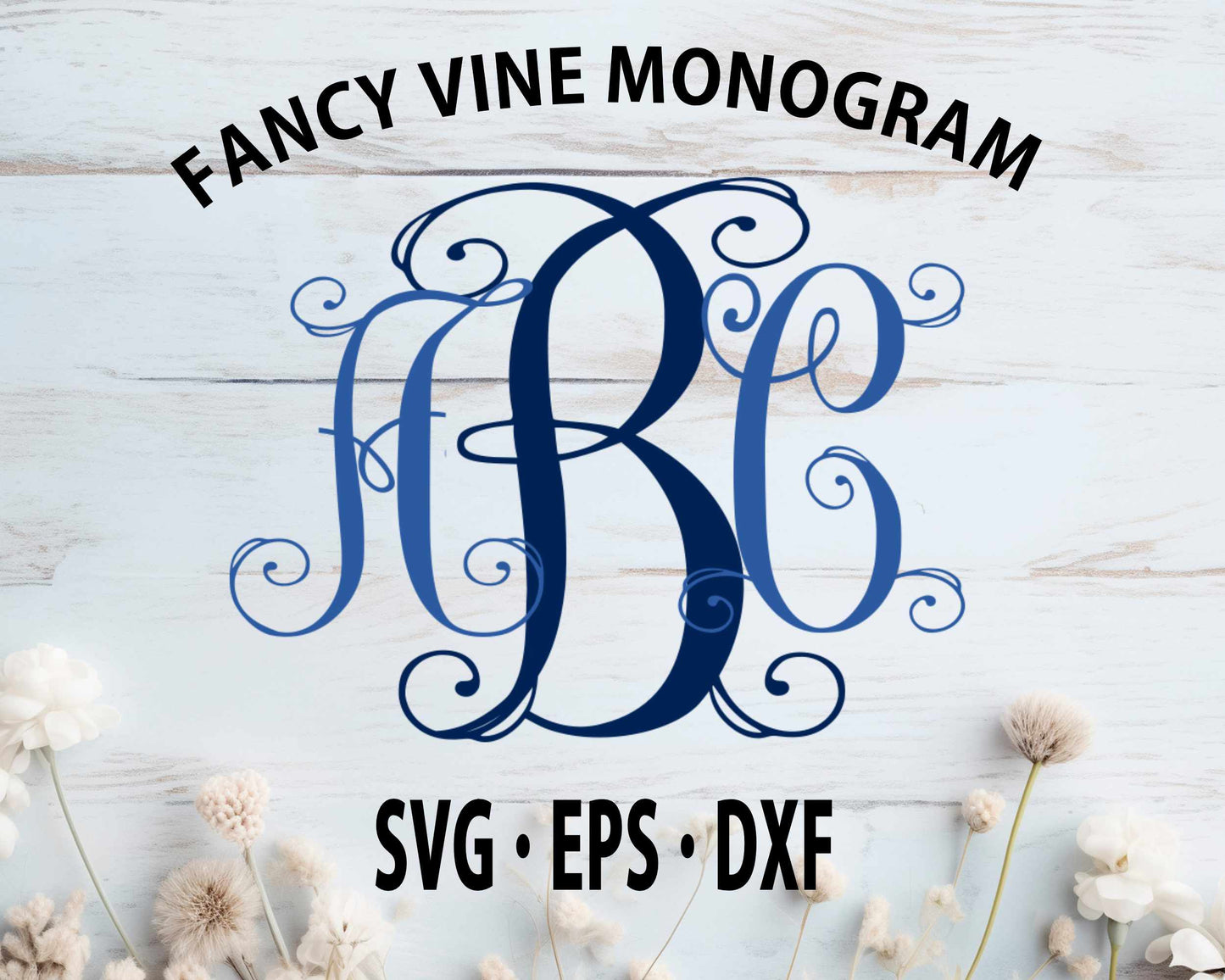 Interlocking Vine Monogram Alphabet | Curly Monogram SVG DXF PNG