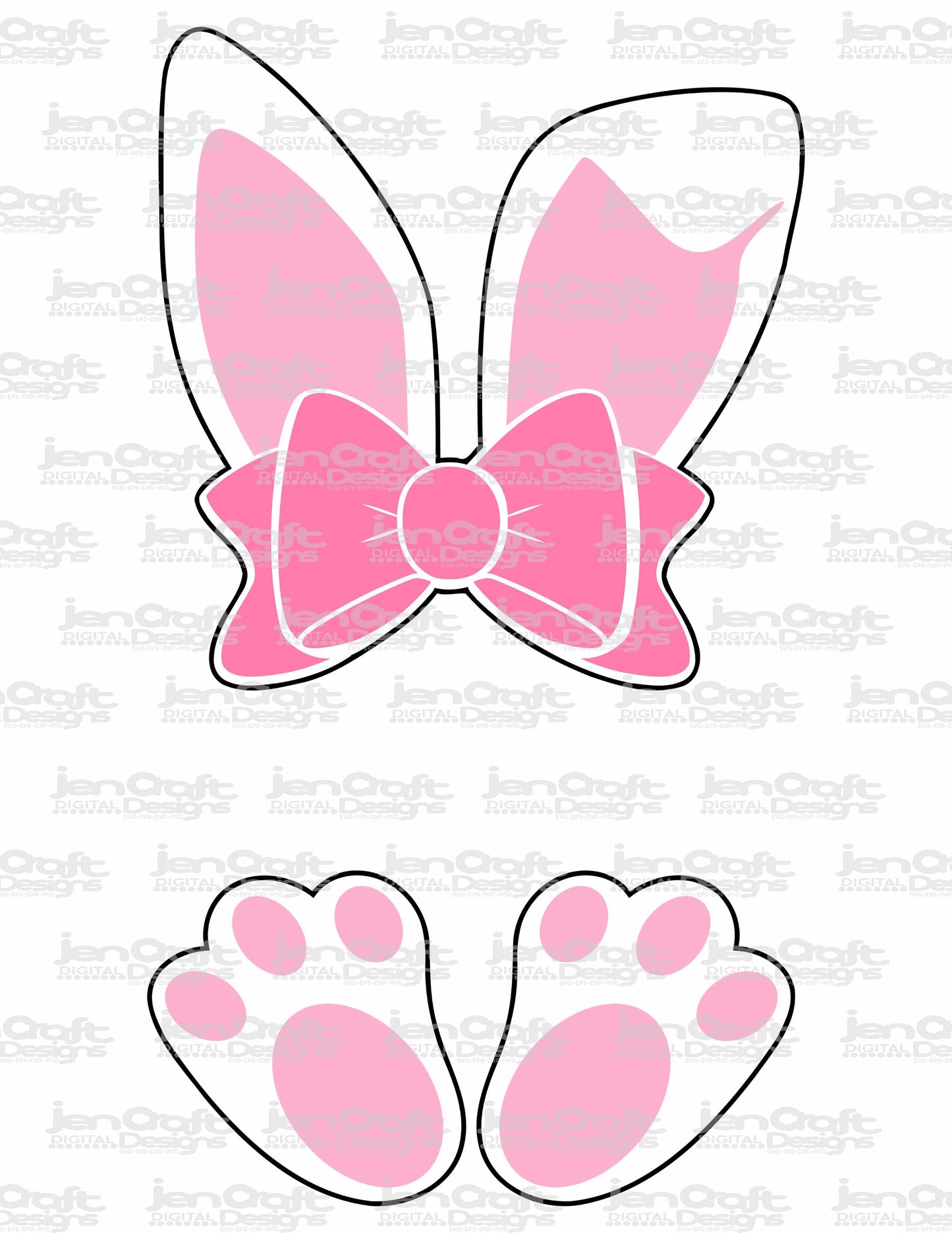 Easter Bunny Ears SVG, EPS, DXF and PNG - JenCraft Designs