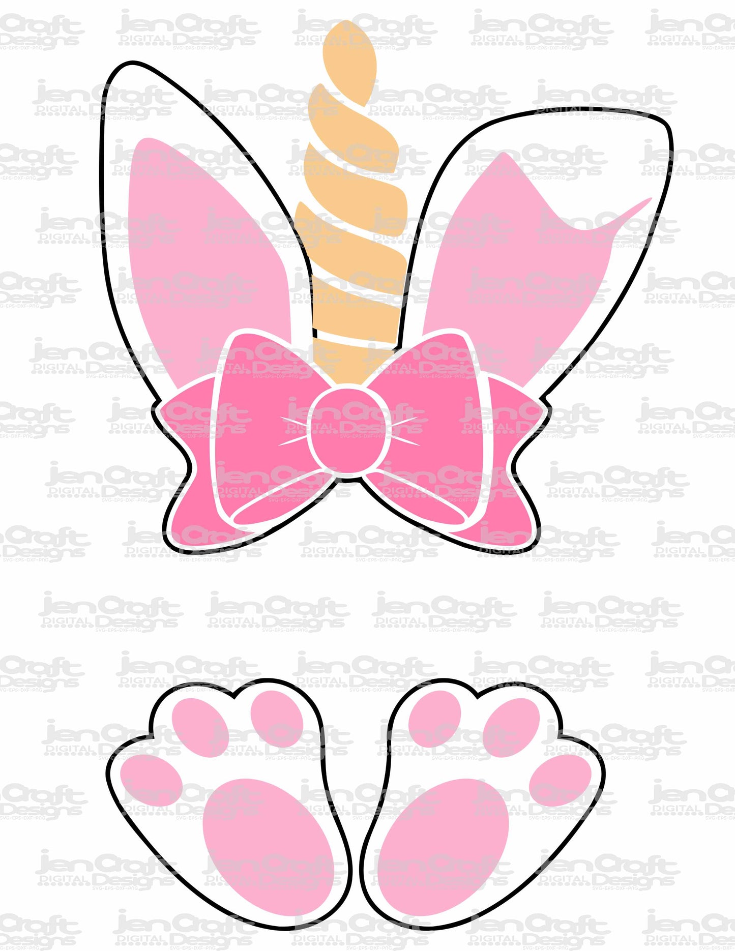Easter Bunny Unicorn SVG, EPS, DXF and PNG - JenCraft Designs
