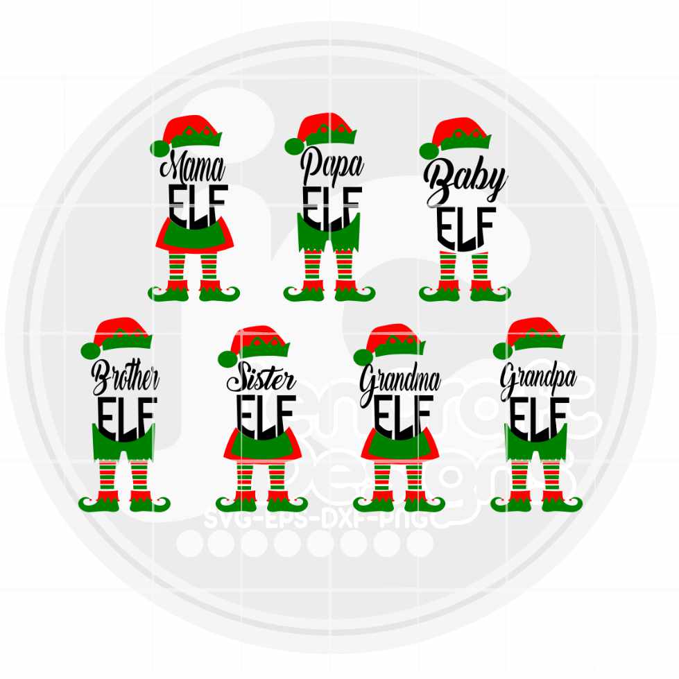 Christmas Svg | Elf Family SVG DXF PNG EPS Bundle