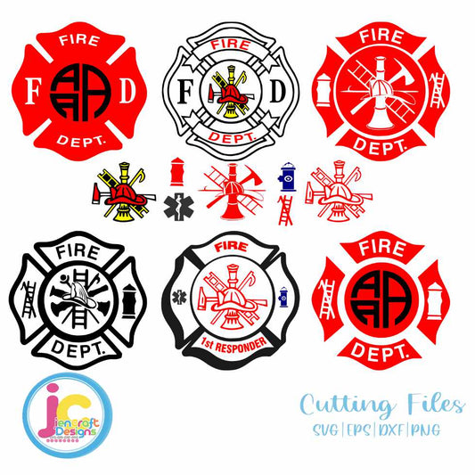 Fireman Svg | Firefighter Monogram Frame SVG EPS DXF PNG Bundle