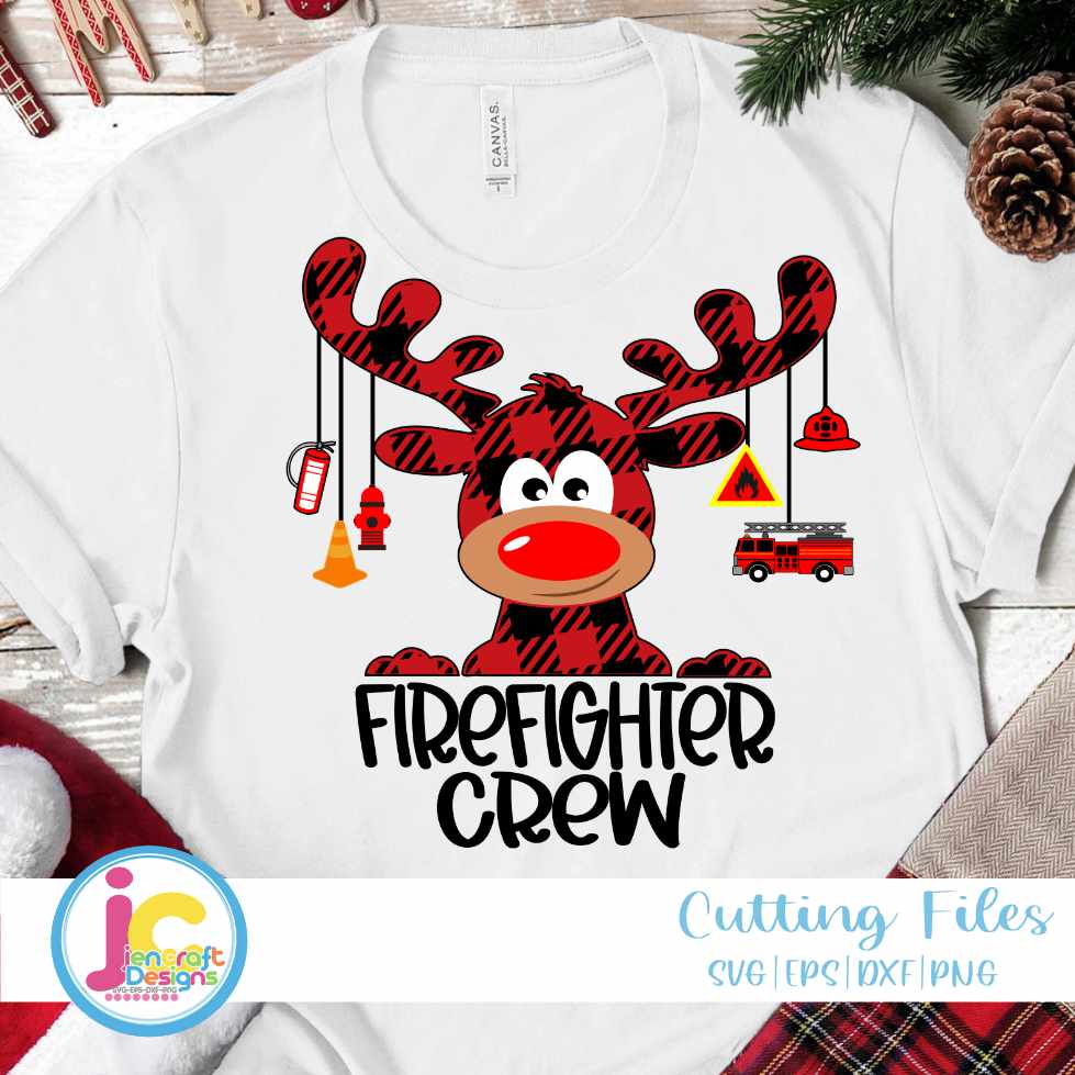 Christmas svg | Firefighter Crew Reindeer SVG EPS DXF PNG