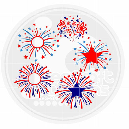 4th of July Svg | Fireworks Monogram Frame SVG EPS DXF PNG Bundle