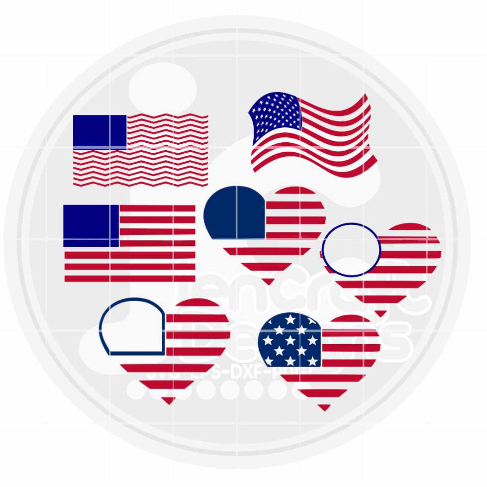 4th Of July Svg | American Flag Monogram Frames SVG DXF PNG EPS Bundle