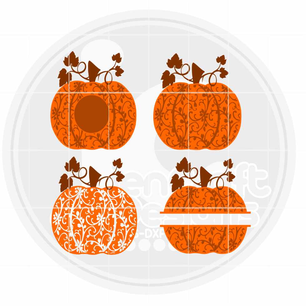 Fall svg | Floral Pumpkin Monogram Frame SVG EPS DXF PNG Bundle