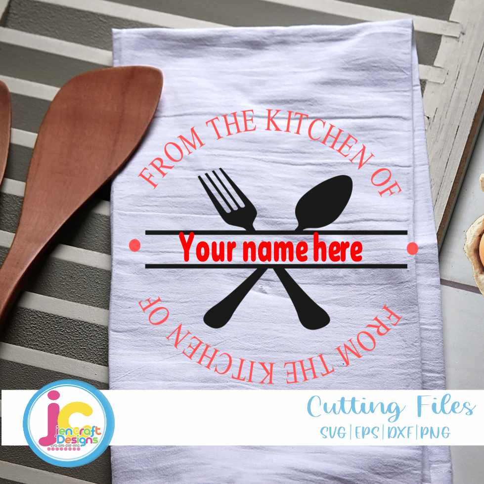 kitchen Svg | Split Utensils Family Monogram SVG DXF PNG EPS