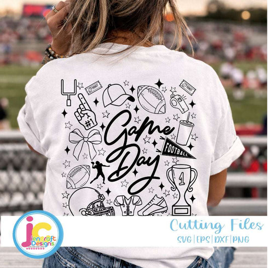 Football Doodles SVG PNG | Game Day Shirt Design