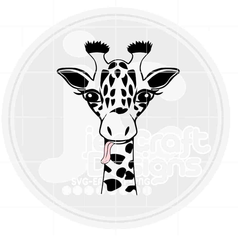 Giraffe Face with tongue Svg | Giraffe SVG DXF PNG EPS
