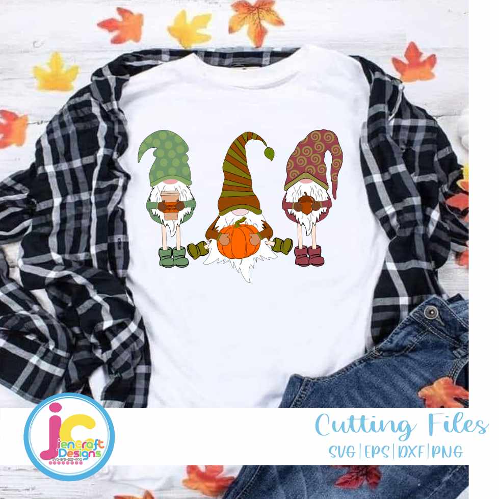 Thanksgiving svg | Autumn Gnome Trio SVG DXF PNG EPS