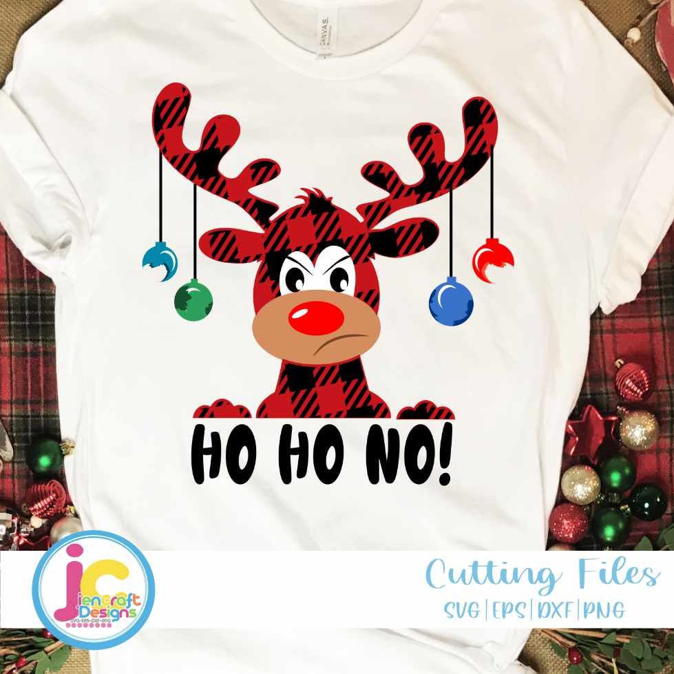Funny Christmas Svg | Ho Ho No Grumpy Reindeer SVG EPS DXF PNG