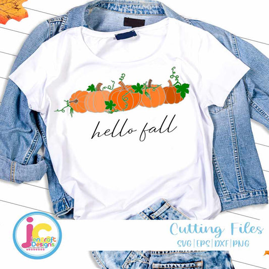 Hello Fall svg | Thanksgiving SVG EPS DXF PNG JenCraft Designs