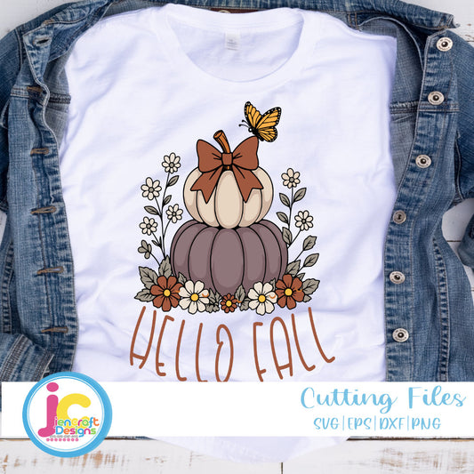 Hello Fall Floral Pumpkin SVG | Autumn Cut File – JenCraft Designs
