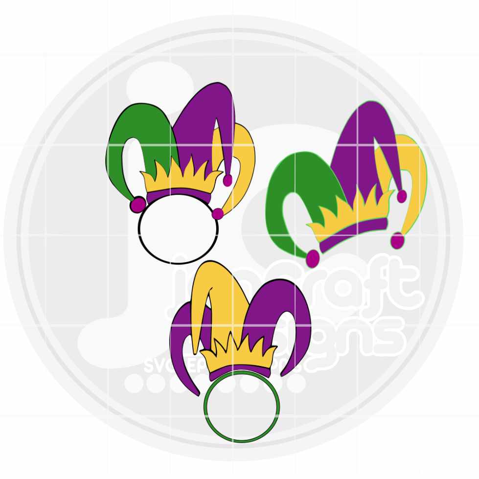 Mardi Gras Svg | Jester Monogram Frame SVG EPS DXF PNG Bundle