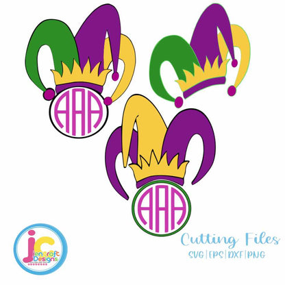 Mardi Gras Svg | Jester Monogram Frame SVG EPS DXF PNG Bundle