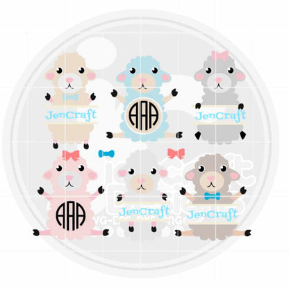 Newborn Svg | Baby Lamb Monogram Frame SVG EPS DXF PNG Bundle