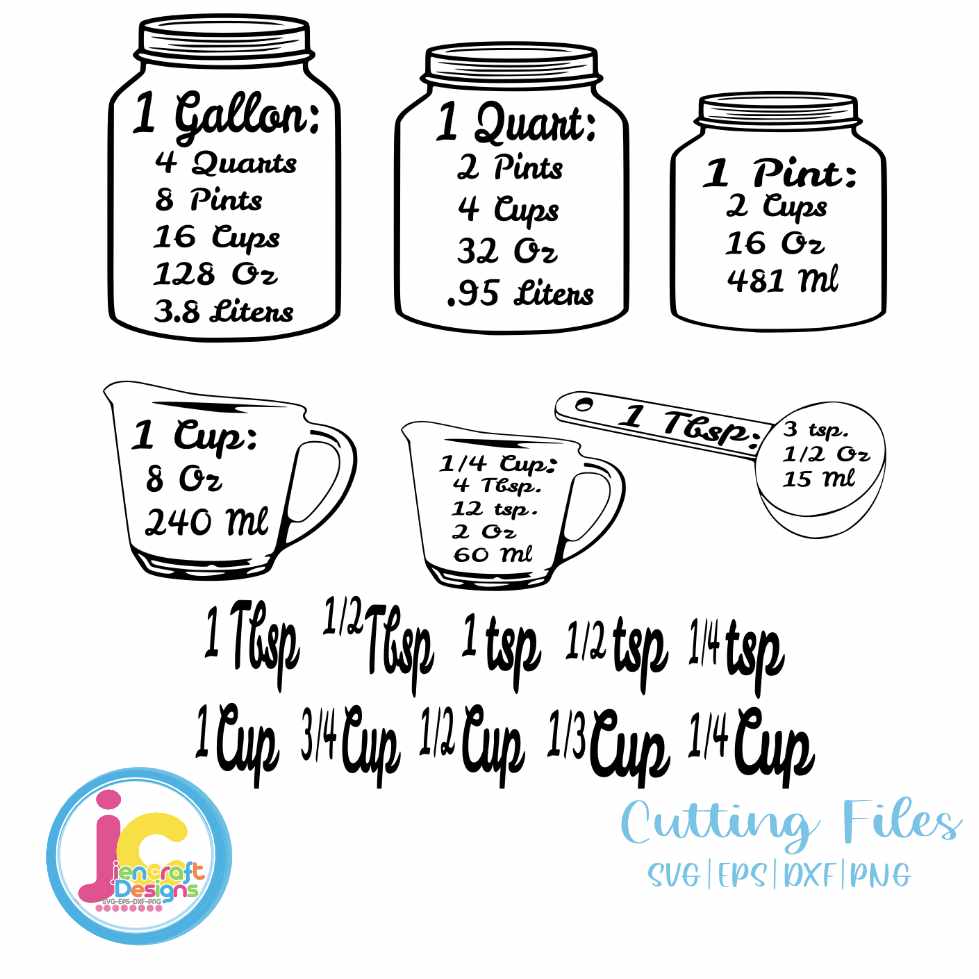 Kitchen SVG | Measuring Conversion Chart SVG EPS DXF PNG