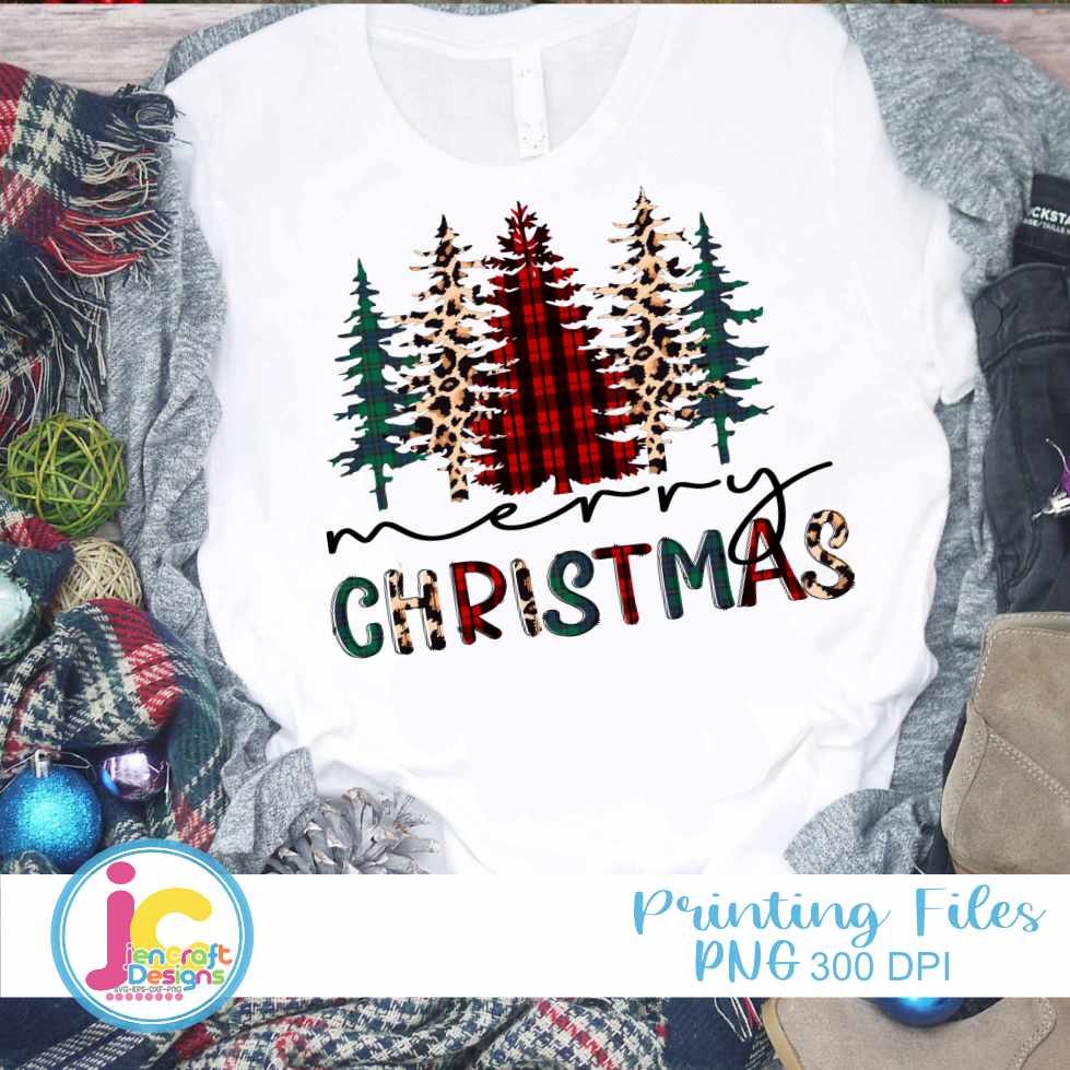 Merry Christmas Png | Leopard print Christmas Tree Png Sublimation File