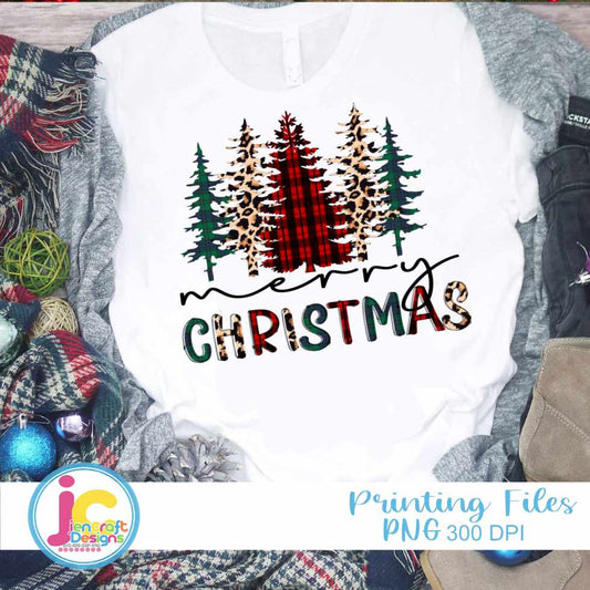 Merry Christmas Png | Leopard print Christmas Tree Png Sublimation File JenCraft Designs