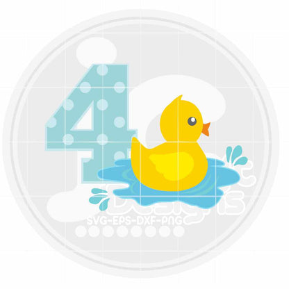 4th Birthday Duck Design SVG, EPS, DXF and PNG - JenCraft Designs