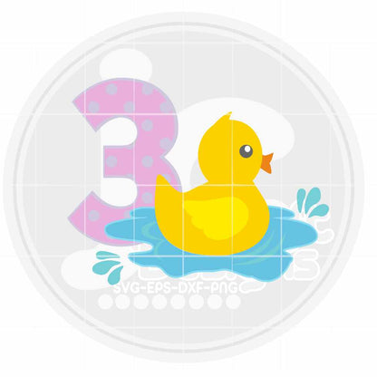 3rd Birthday Duck Design SVG, EPS, DXF and PNG - JenCraft Designs