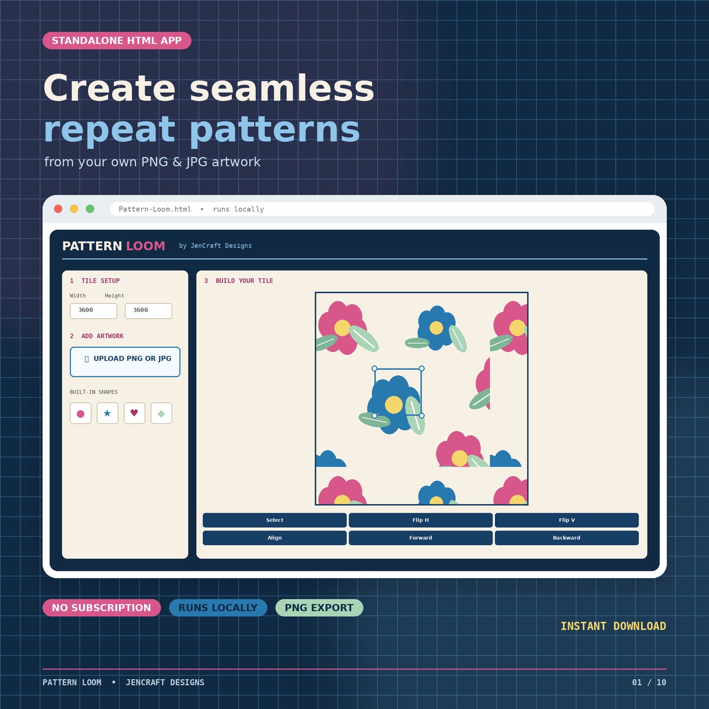 Pattern Loom – Seamless Pattern Maker App for PNG & JPG