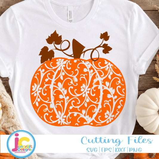 Floral Pumpkin SVG | Flowers on Pumpkin | Fall & Thanksgiving - JenCraft Designs